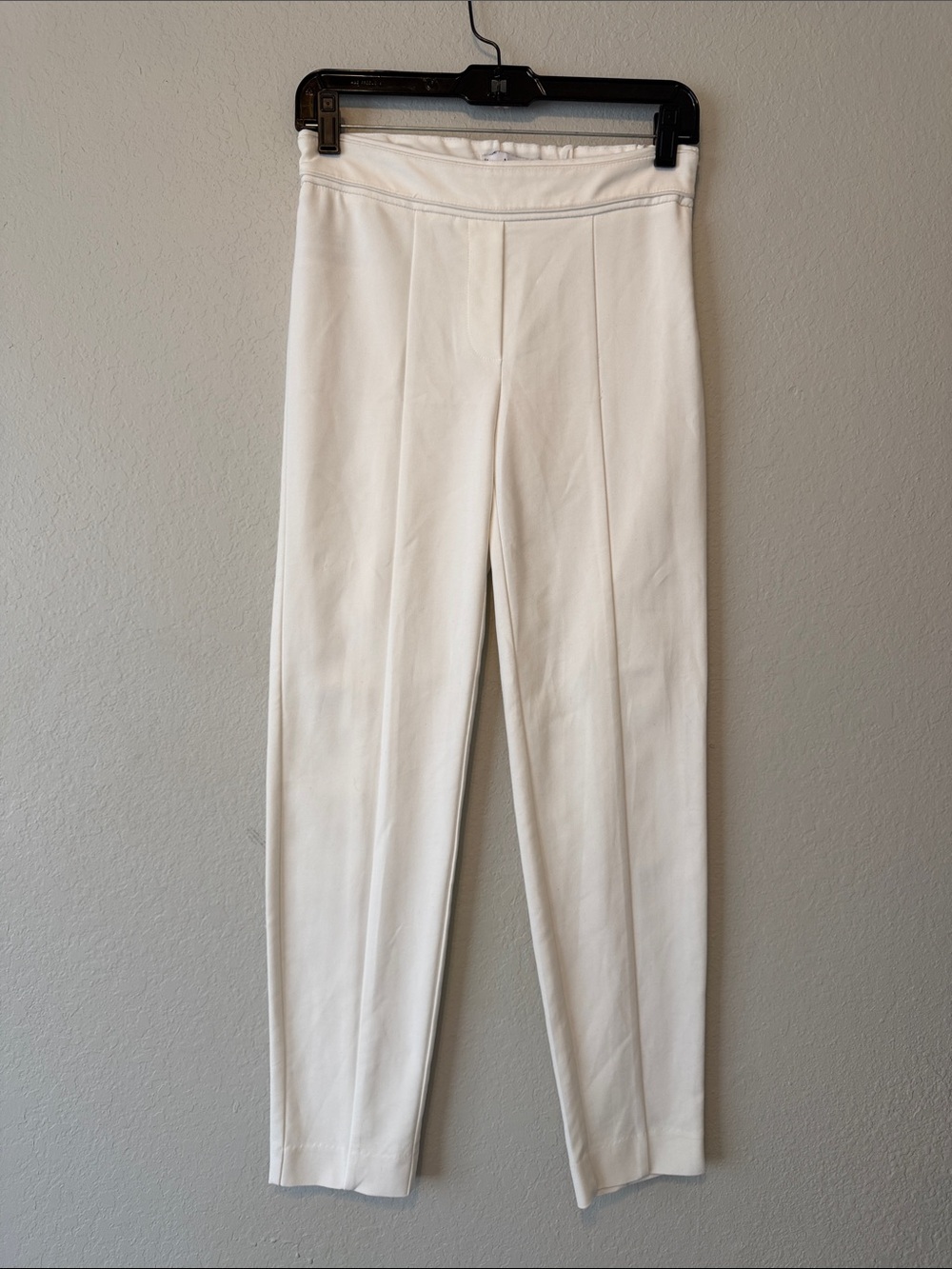 Mango White Straight-Leg Ponte Pants